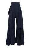 A.w.a.k.e. Wool-blend Slit Knee Pants In Blue