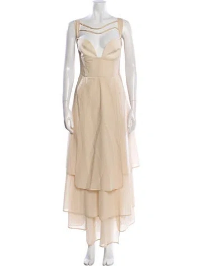 Pre-owned A.w.a.k.e. Wool Long Dress In Neutral