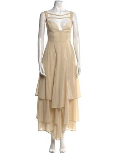 Pre-owned A.w.a.k.e. Wool Long Dress W/ Tags In Neutral