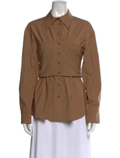 Pre-owned A.w.a.k.e. Wool Long Sleeve Button-up Top In Neutral