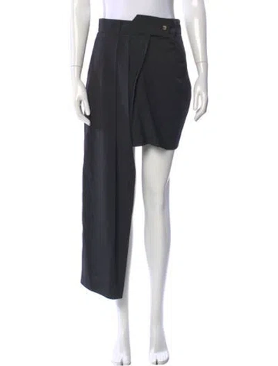 Pre-owned A.w.a.k.e. Wool Midi Length Skirt In Black