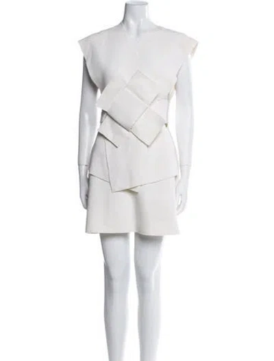 Pre-owned A.w.a.k.e. Wool Mini Dress W/ Tags In White