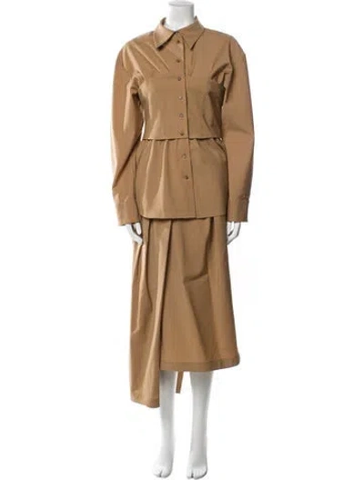 Pre-owned A.w.a.k.e. Wool Skirt Set In Brown