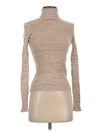 Pre-owned Aware By Vero Moda Long Sleeve Top Tan Turtleneck Tops In Brown