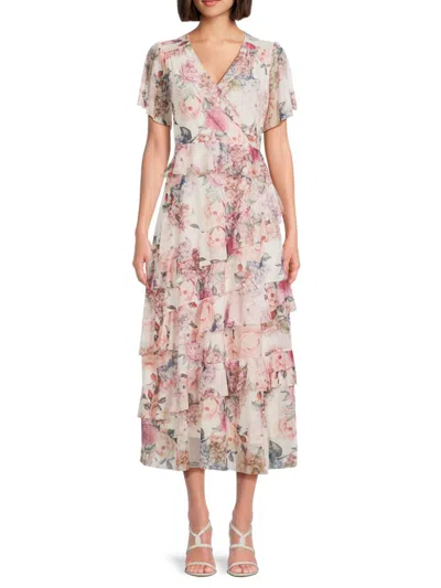 Aware By Vero Moda Women's Blair Floral Ruffle Midi Dress In Multi