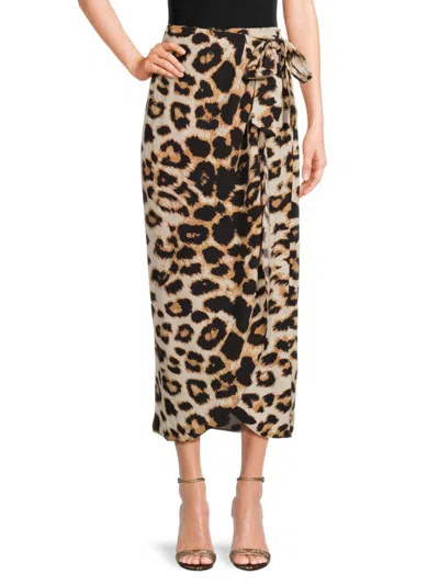 Aware By Vero Moda Women's Leopard Wrap Midi Skirt
