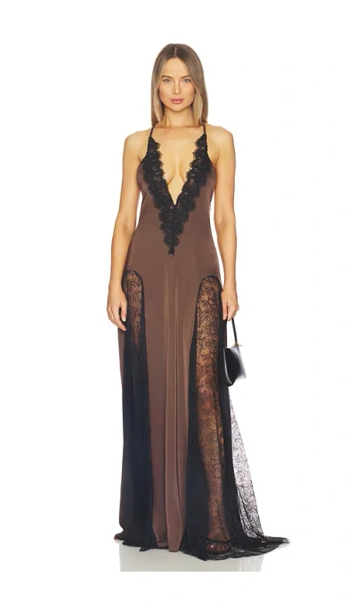 Awave Studio Lace Maxi Dress In Brown