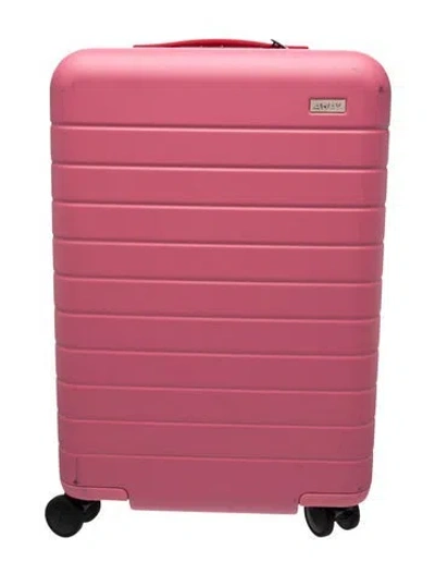 Pre-owned Away Colorblock Rolling Suitcase In Pink/red