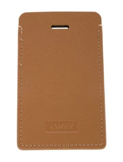 Pre-owned Away Leather Customizable Luggage Tag In Neutrals