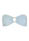 Away That Day Acapulco Metallic Bandeau Bikini Top In Blue