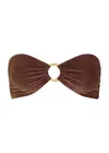 Away That Day Acapulco Metallic Bandeau Bikini Top In Copper