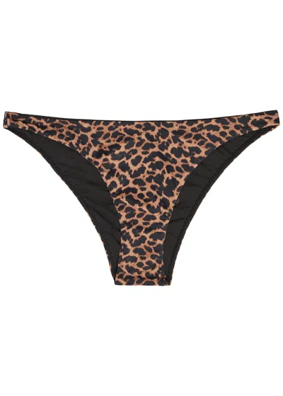 Away That Day Almalfi Leopard-print Bikini Briefs In Brown