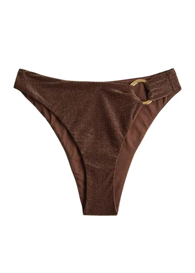 Away That Day Apalulco Metallic Bikini Briefs In Copper