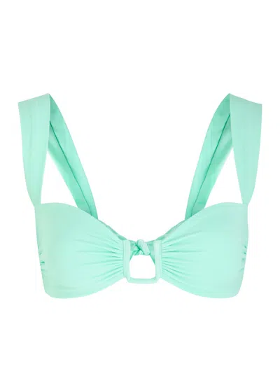 Away That Day Cannes Gathered Bikini Top In Green