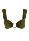 Away That Day Cannes Gathered Bikini Top In Olive