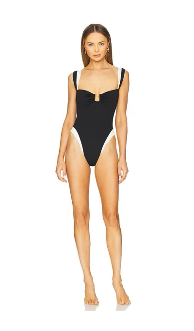 Away That Day Cannes One Piece Swimsuit In Black & Ivory