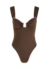 Away That Day Womens Espresso Cannes Balconette High-leg One-piece In Brown
