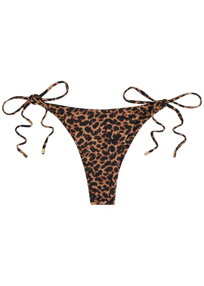 Away That Day Catania Leopard-print Bikini Briefs In Brown