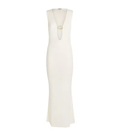 Away That Day Crochet Sleeveless Dominica Maxi Dress In White