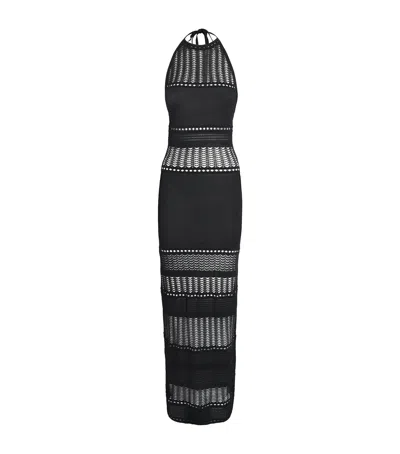 Away That Day Crochet Zanzibar Maxi Dress In Black