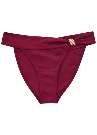 Away That Day Formentera Embellished Bikini Briefs In Burgundy