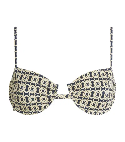 Away That Day Geometric Aruba Bikini Top In White