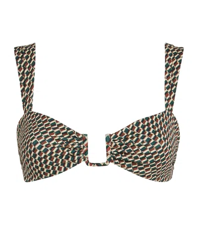 Away That Day Geometric Print Cannes Bikini Top In Multi