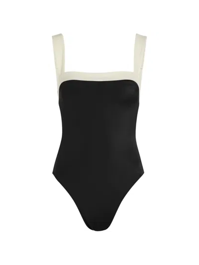 Away That Day Grenada Colour-block Square-neck Swimsuit In Black