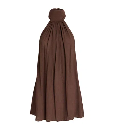 Away That Day Ibiza Mini Dress In Brown