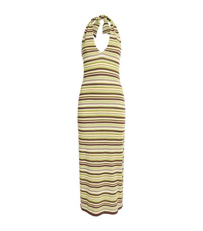 Away That Day Knitted Cape Town Maxi Dress In Green