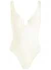 Away That Day Monaco Cut-out Swimsuit In Ivory