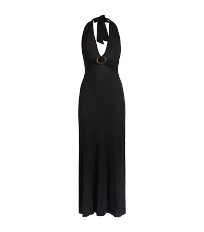Away That Day Mozambique Knitted Maxi Dress In Black