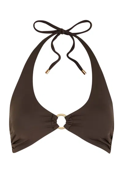Away That Day Sorrento Halterneck Bikini Top In Chocolate