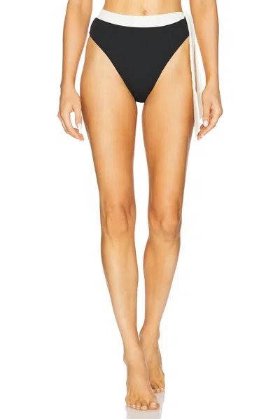 AWAY THAT DAY TAHITI BIKINI BOTTOM IN BLACK AND IVORY