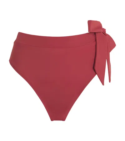 Away That Day Tahiti High-rise Bikini Bottoms In Red