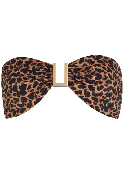 Away That Day Taormina Leopard-print Bikini Top In Brown