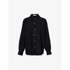 Away That Day Womens Black Maldives Relaxed-fit Linen-blend Shirt In Black