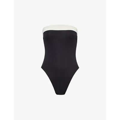 Away That Day Monte Carlo Strapless Swimsuit In Black/ivory Pyratex