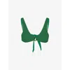 AWAY THAT DAY AWAY THAT DAY WOMEN'S EMERALD GREEN TEXTURE ANGUILLA PLUNGE-NECK STRETCH-RECYCLED POLYAMIDE BIKINI T