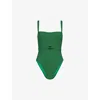 AWAY THAT DAY AWAY THAT DAY WOMENS EMERALD GREEN TEXTURE HAMPTONS BELTED-WAIST STRETCH-RECYCLED POLYAMIDE SWIMSUIT
