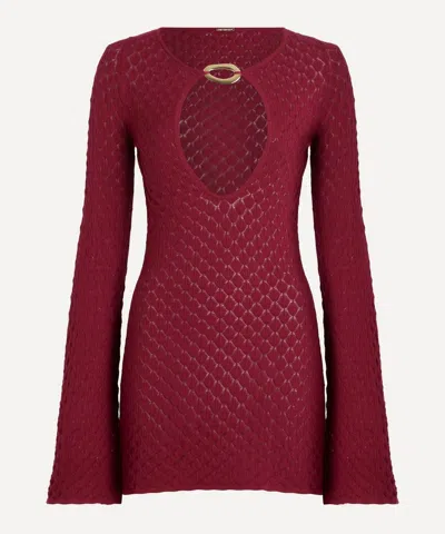 Away That Day Women's Havana Cassis Crochet Mini Dress In Red