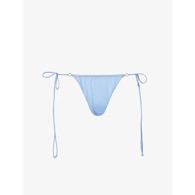 Away That Day Womens Powder Blue Rio Mid-rise Self-tie Stretch-recycled Polyamide Bikini Bottoms