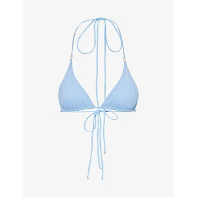 Away That Day Womens Powder Blue Rio Triangle-cup Stretch-recycled Polyamide Bikini Top