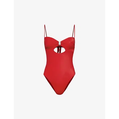 Away That Day Womens Red Malibu Recycled-polyamide-blend Swimsuit