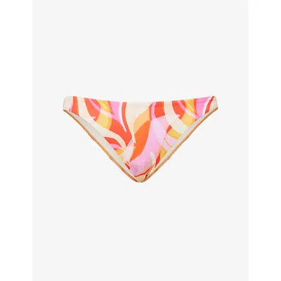 Away That Day Womens  Amalfi Graphic-print Bikini Bottoms In Pink