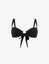 Away That Day Cannes Biodegradable Stretch-polyamide Bikini Top In Black/ivory