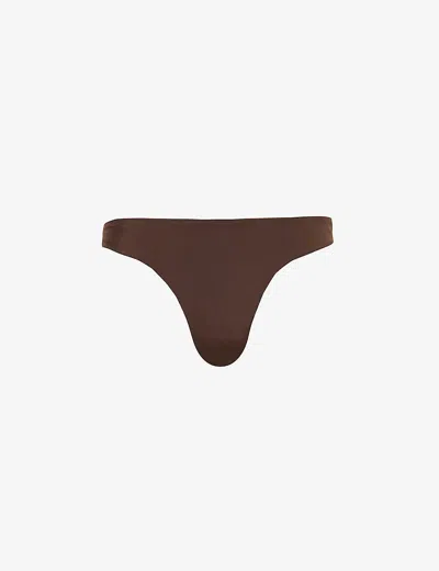 Away That Day Womens Espresso Fiji Recycled Polyamide-blend Bikini Bottoms In Brown