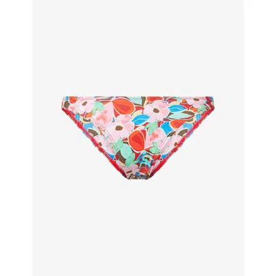 Away That Day Womens Retro Bloom Print Maui Bikini Bottoms Xs In Multi