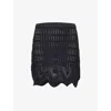 Away That Day Womens  Giglio Crochet Cotton Knitted Mini Skirt In Black