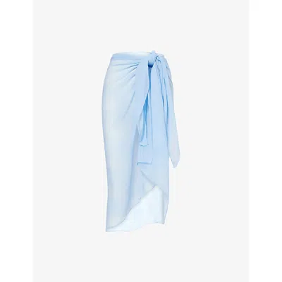 Away That Day Womens Blue Mist Santorini Printed Woven Sarong